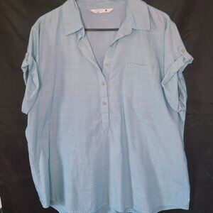 Riders by Lee Blue Short Sleeve Blouse Sz XL
